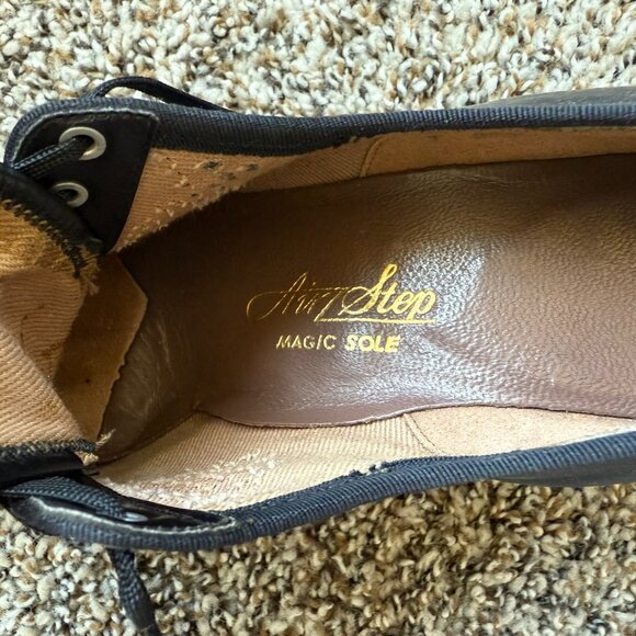 Vintage 1940s Lace-Up Heeled Oxfords Air Step – Size 4.5/5 – Black Leather - Picture 6 of 8